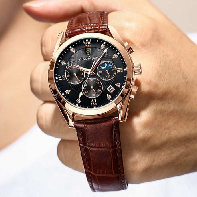 Lumenara Meridian Watch Elegant Timepiece With Sapphire Crystal Deep Black Dial