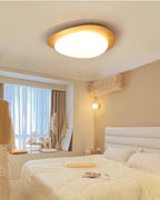 Nordic Pebble Wood-Grain Ceiling Light