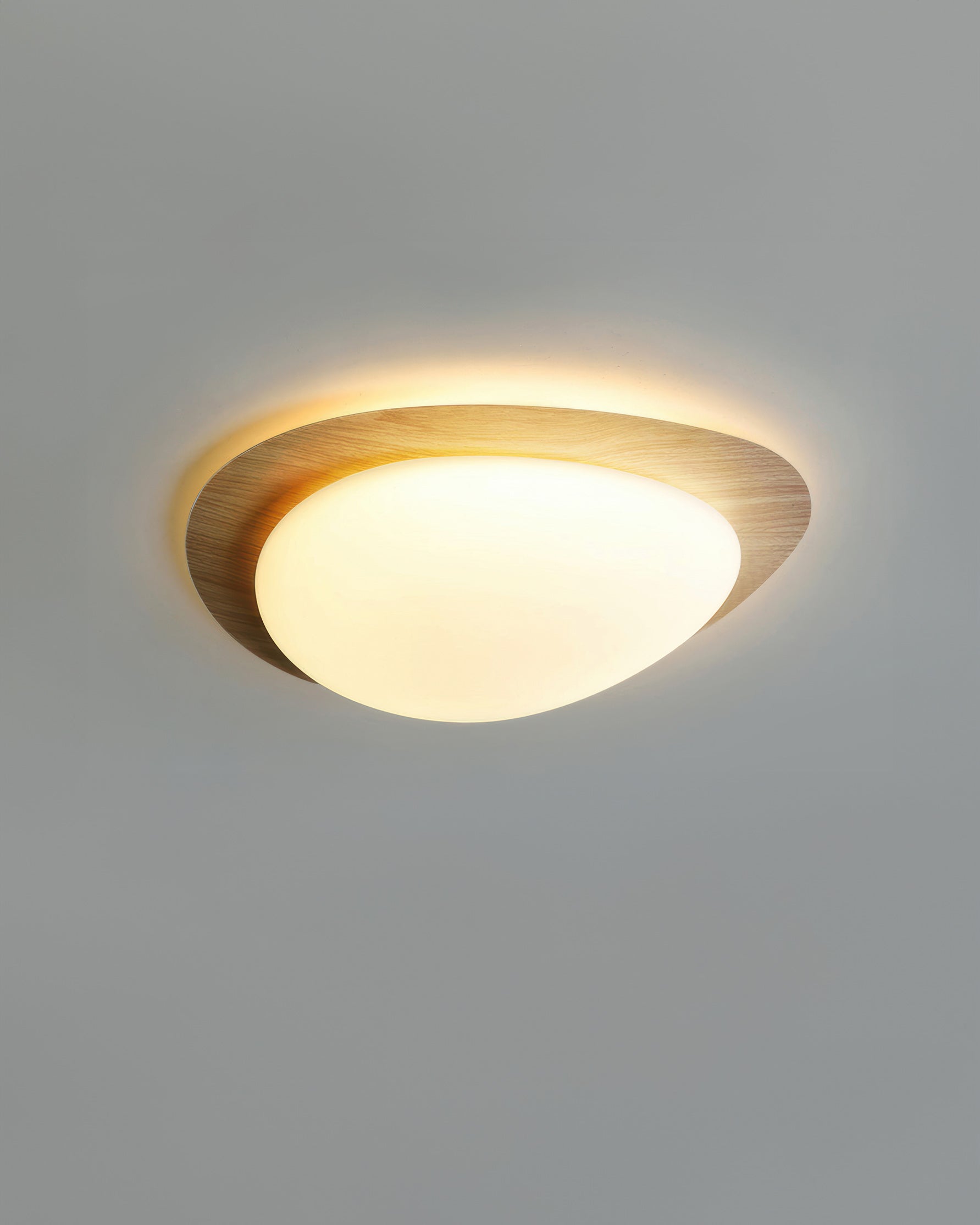 Nordic Pebble Wood-Grain Ceiling Light