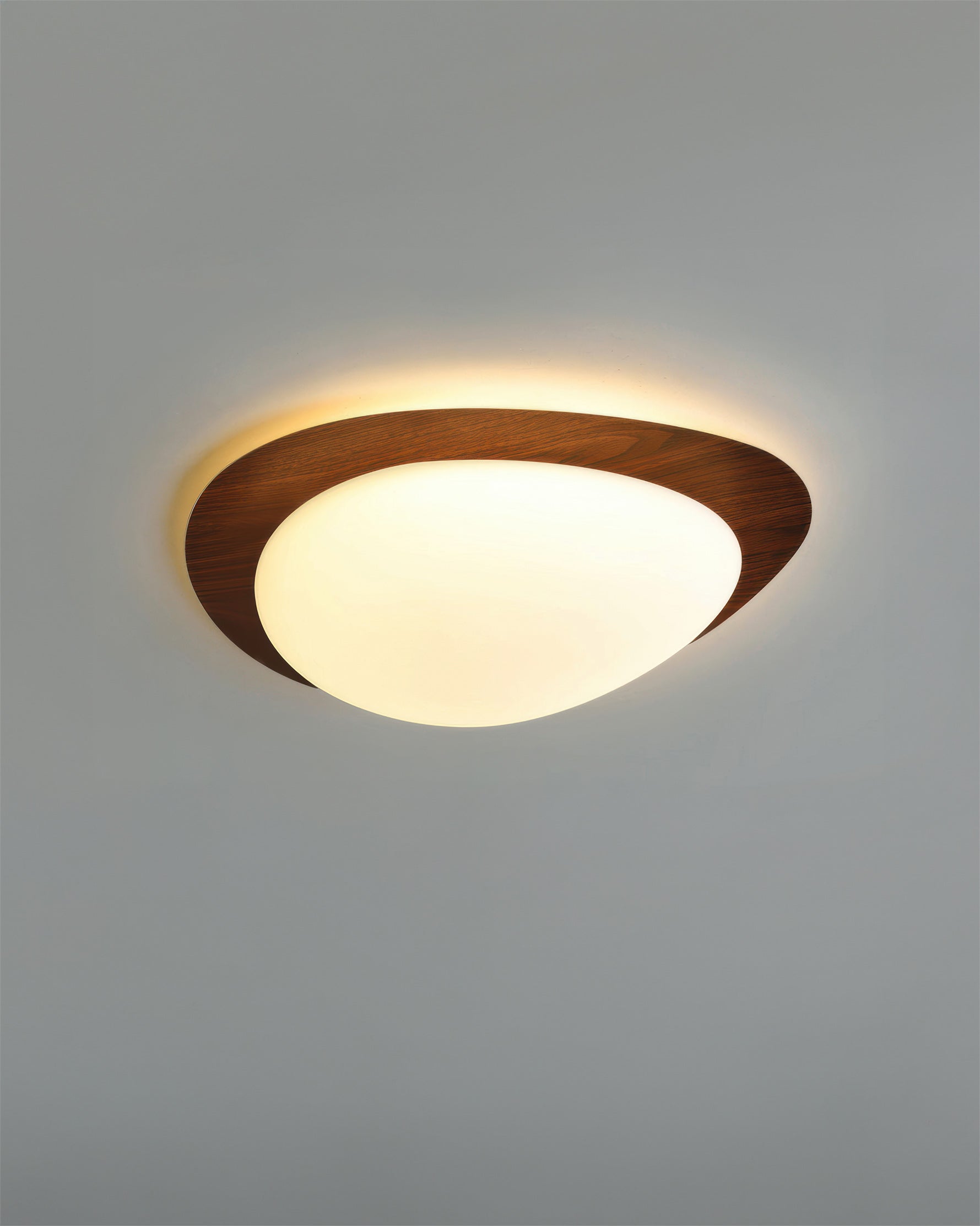 Nordic Pebble Wood-Grain Ceiling Light