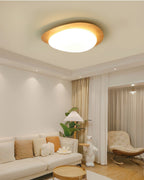 Nordic Pebble Wood-Grain Ceiling Light