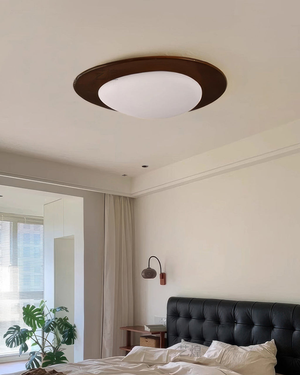 Nordic Pebble Wood-Grain Ceiling Light