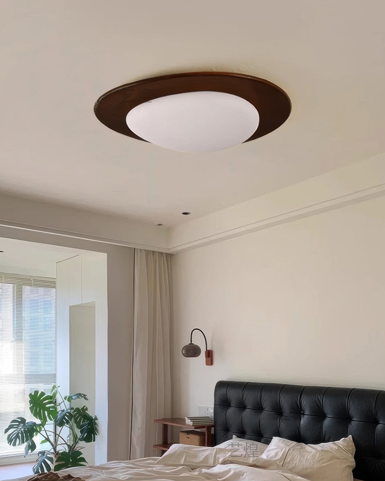 Nordic Pebble Wood-Grain Ceiling Light