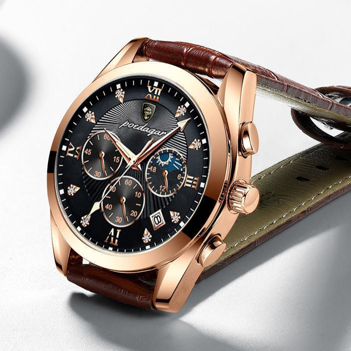 Lumenara Meridian Watch Elegant Timepiece With Sapphire Crystal Deep Black Dial