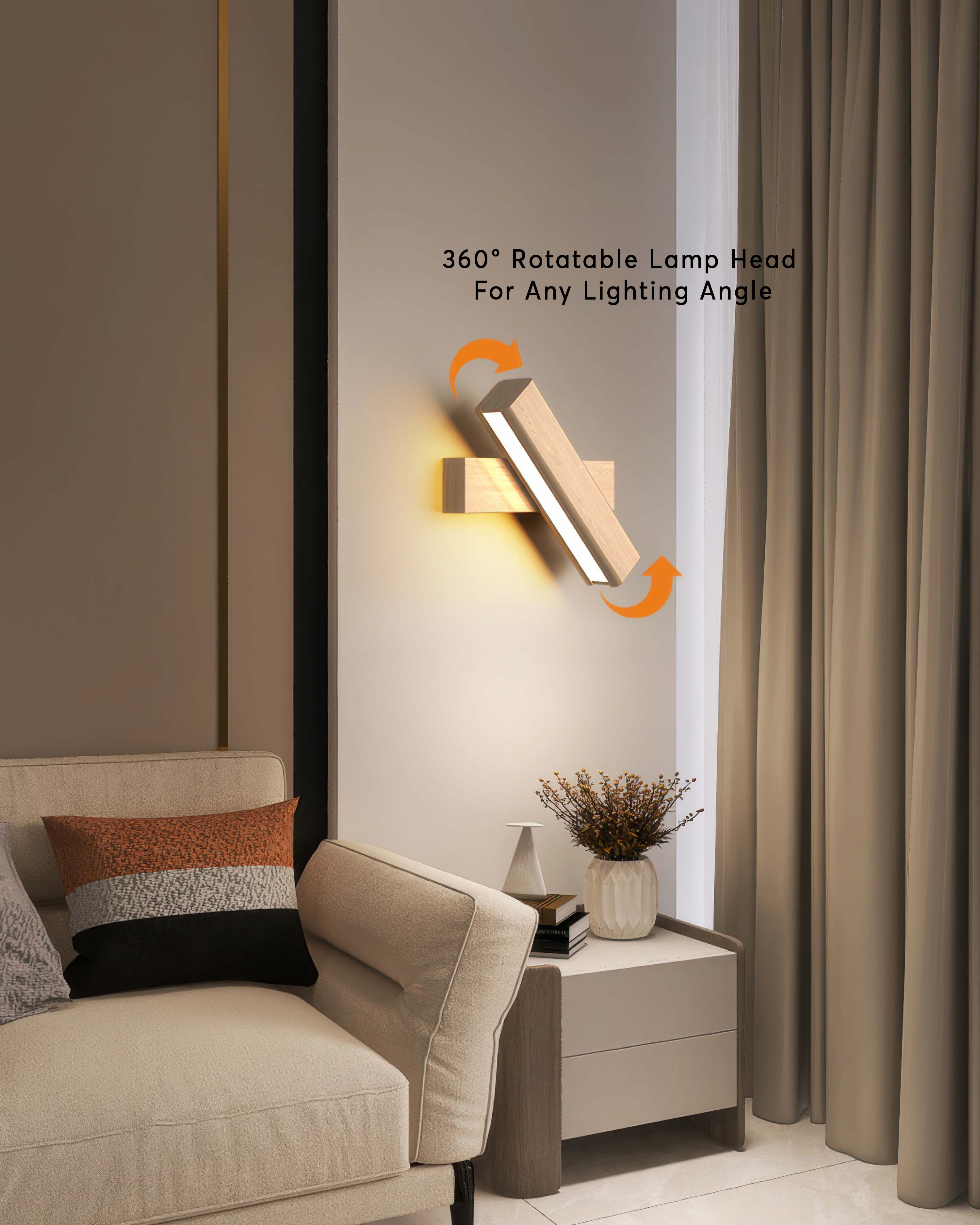 Havren Rotating Nordic Wood-Grain Wall Lamp