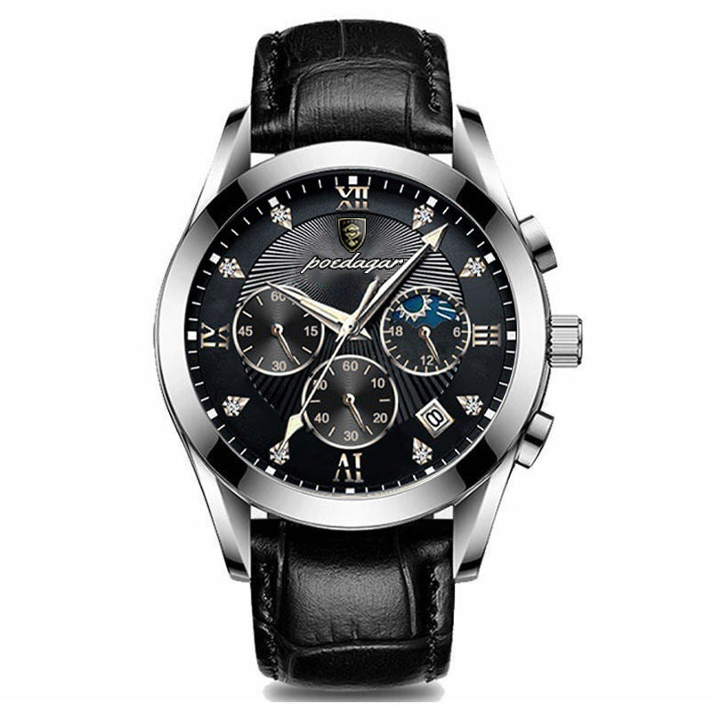 Lumenara Meridian Watch Elegant Timepiece With Sapphire Crystal Deep Black Dial