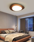 Nordic Pebble Wood-Grain Ceiling Light