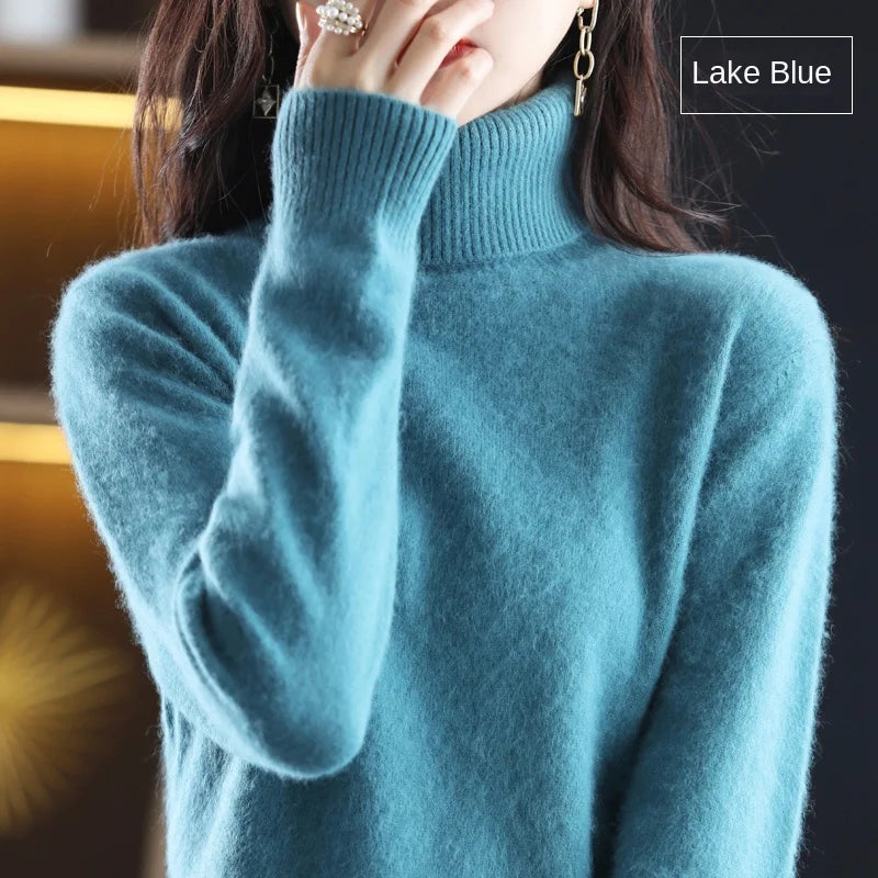 100% Cashmere - Luxury Turtleneck Plush Sweater – Soft Warm Winter Pullover for Effortless Everyday Style