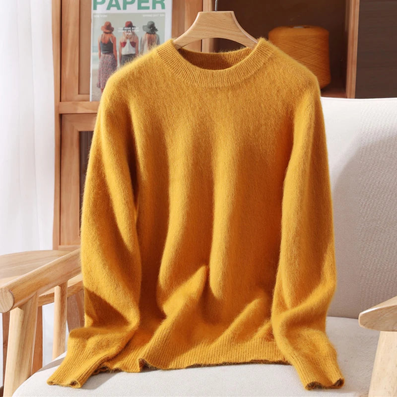 100% Mink Cashmere Sweater for Women – Soft, Warm & Lightweight O-Neck Pullover for Autumn/Winter