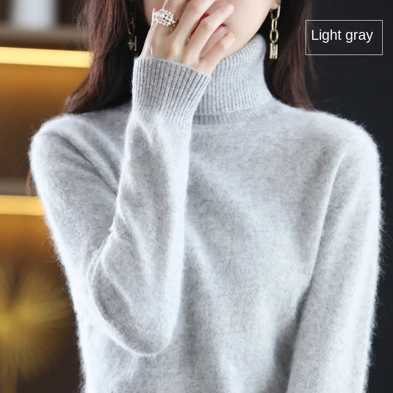 100% Cashmere - Luxury Turtleneck Plush Sweater – Soft Warm Winter Pullover for Effortless Everyday Style
