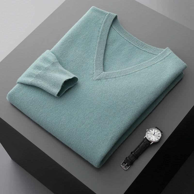 Marlow - 100% Wool - V-Neck Sweater – Classic Business Casual Knit for Autumn/Winter