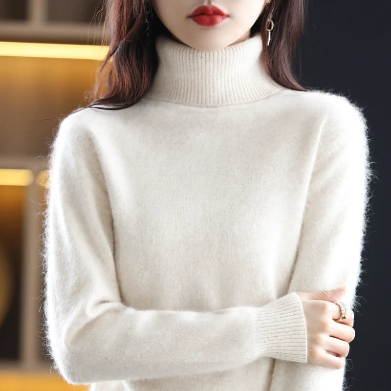 100% Cashmere - Luxury Turtleneck Plush Sweater – Soft Warm Winter Pullover for Effortless Everyday Style