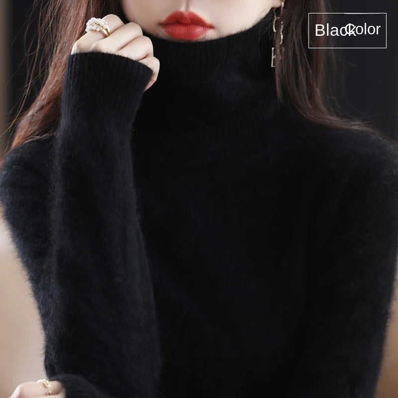 100% Cashmere - Luxury Turtleneck Plush Sweater – Soft Warm Winter Pullover for Effortless Everyday Style