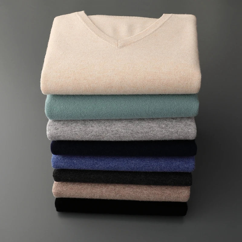 Marlow - 100% Wool - V-Neck Sweater – Classic Business Casual Knit for Autumn/Winter