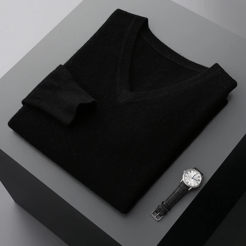Marlow - 100% Wool - V-Neck Sweater – Classic Business Casual Knit for Autumn/Winter