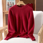 100% Mink Cashmere Sweater for Women – Soft, Warm & Lightweight O-Neck Pullover for Autumn/Winter