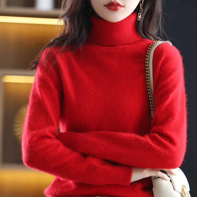 100% Cashmere - Luxury Turtleneck Plush Sweater – Soft Warm Winter Pullover for Effortless Everyday Style