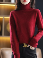 100% Mink Cashmere Turtleneck Sweater - Soft Slim Knit Pullover for Warm Elegant Autumn/Winter Style