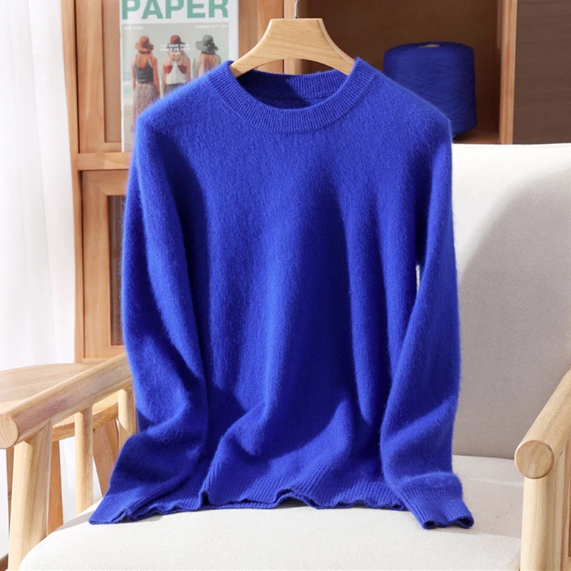 100% Mink Cashmere Sweater for Women – Soft, Warm & Lightweight O-Neck Pullover for Autumn/Winter