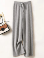 Adele Women’s Wide-Leg Knit Pants – Soft Loose Fit 100% Merino Wool Trousers for Autumn/Winter