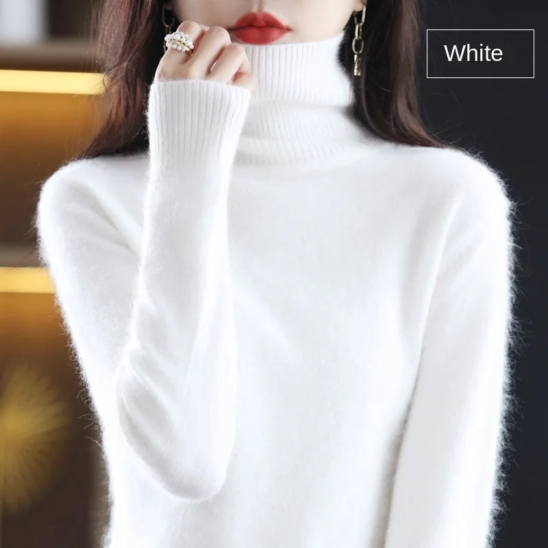 100% Cashmere - Luxury Turtleneck Plush Sweater – Soft Warm Winter Pullover for Effortless Everyday Style