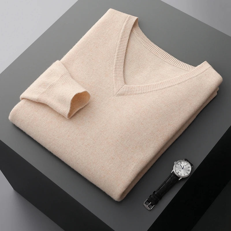 Marlow - 100% Wool - V-Neck Sweater – Classic Business Casual Knit for Autumn/Winter