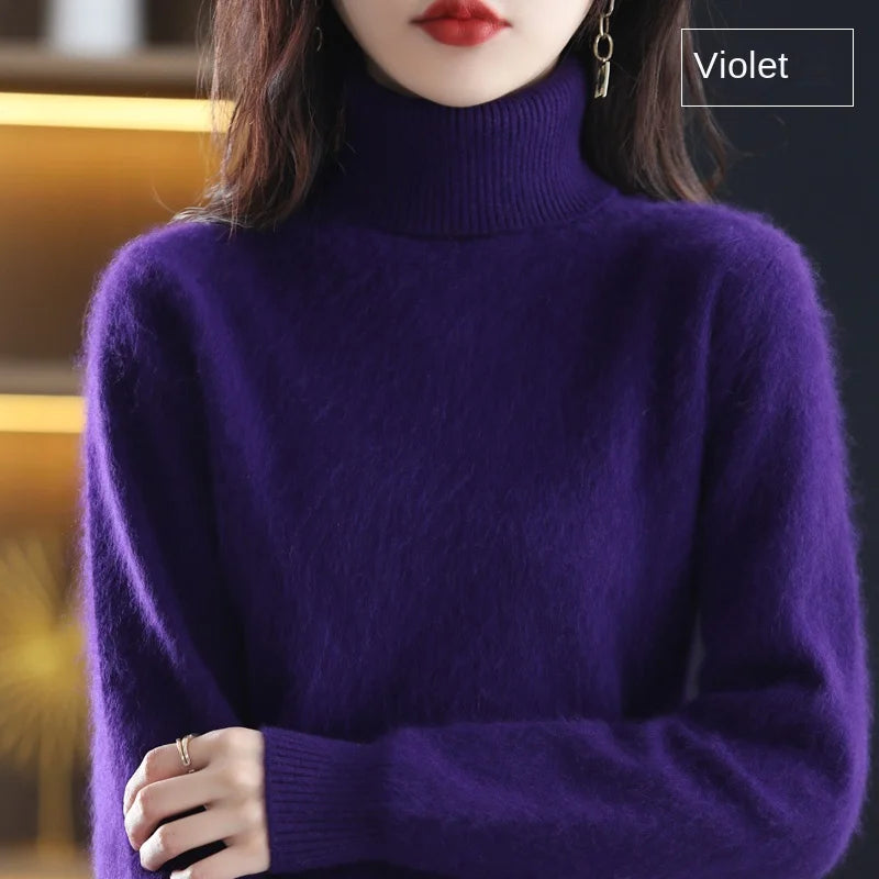 100% Cashmere - Luxury Turtleneck Plush Sweater – Soft Warm Winter Pullover for Effortless Everyday Style