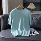 Lennon Men’s Knit T-Shirt – Soft Lightweight Short-Sleeve Pullover, 100% Mink Cashmere
