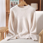 100% Mink Cashmere Sweater for Women – Soft, Warm & Lightweight O-Neck Pullover for Autumn/Winter