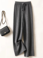 Adele Women’s Wide-Leg Knit Pants – Soft Loose Fit 100% Merino Wool Trousers for Autumn/Winter