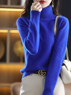 100% Mink Cashmere Turtleneck Sweater - Soft Slim Knit Pullover for Warm Elegant Autumn/Winter Style