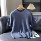 Lennon Men’s Knit T-Shirt – Soft Lightweight Short-Sleeve Pullover, 100% Mink Cashmere