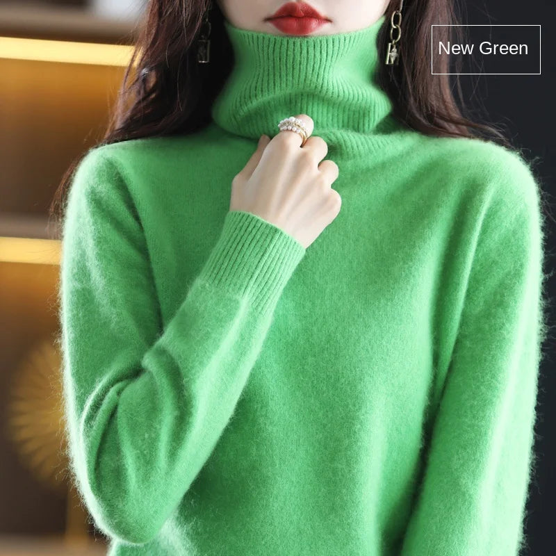 100% Cashmere - Luxury Turtleneck Plush Sweater – Soft Warm Winter Pullover for Effortless Everyday Style
