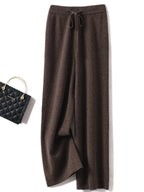 Adele Women’s Wide-Leg Knit Pants – Soft Loose Fit 100% Merino Wool Trousers for Autumn/Winter
