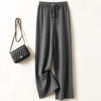 Adele Women’s Wide-Leg Knit Pants – Soft Loose Fit 100% Merino Wool Trousers for Autumn/Winter