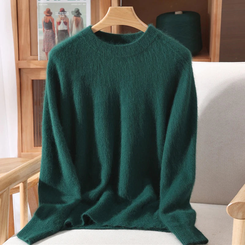 100% Mink Cashmere Sweater for Women – Soft, Warm & Lightweight O-Neck Pullover for Autumn/Winter