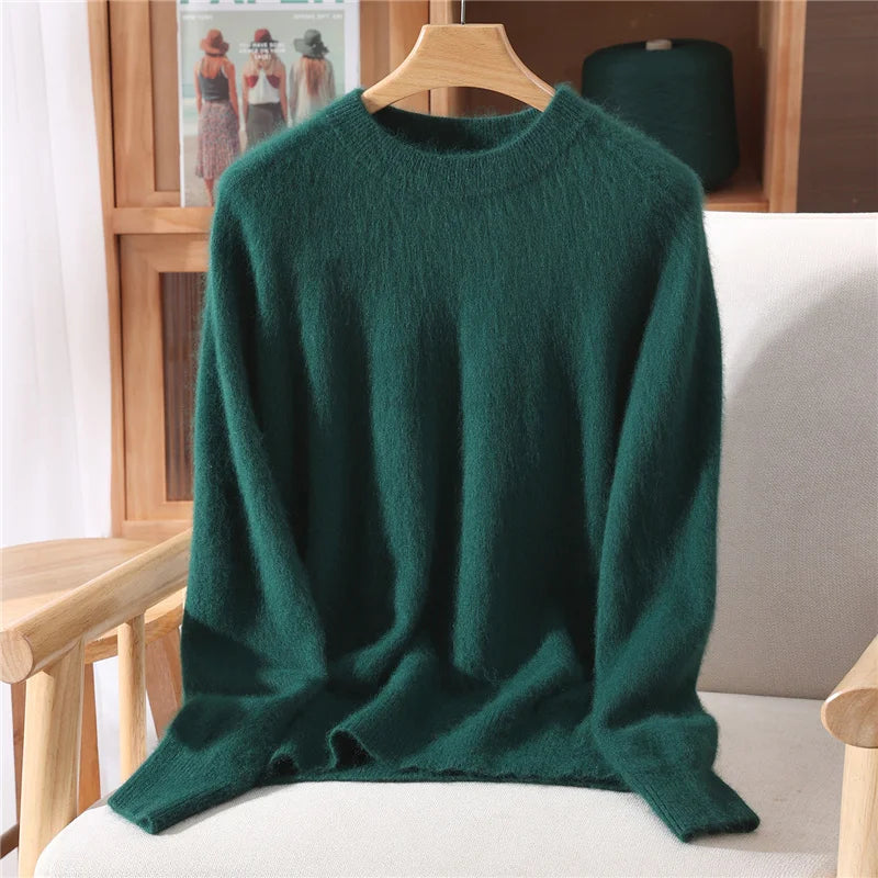 100% Mink Cashmere Sweater for Women – Soft, Warm & Lightweight O-Neck Pullover for Autumn/Winter