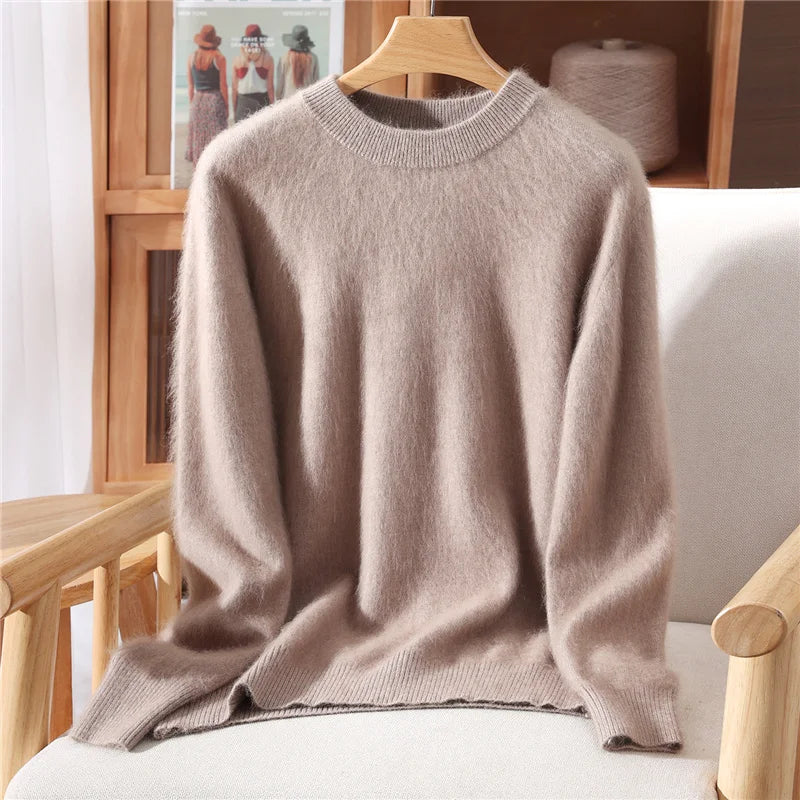 100% Mink Cashmere Sweater for Women – Soft, Warm & Lightweight O-Neck Pullover for Autumn/Winter