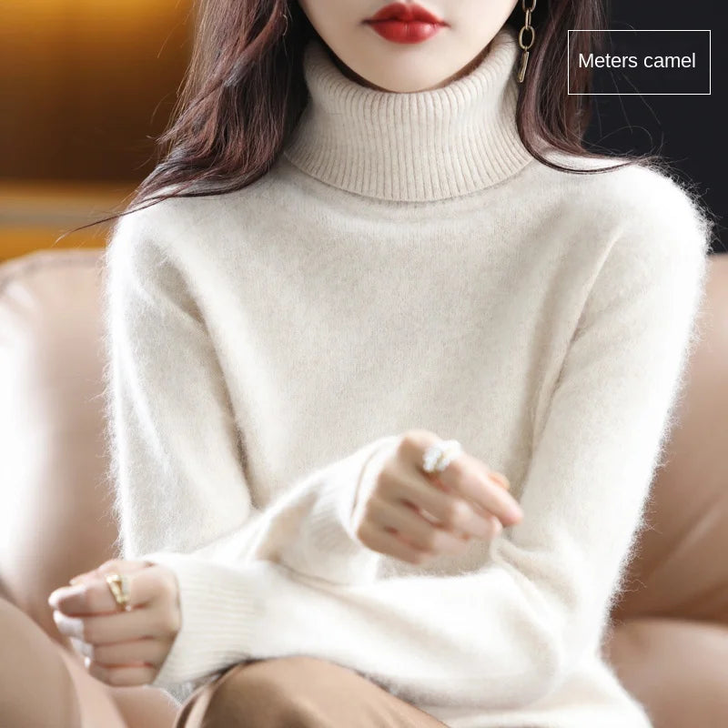 100% Cashmere - Luxury Turtleneck Plush Sweater – Soft Warm Winter Pullover for Effortless Everyday Style