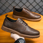 Marinex Leather Oxford Shoes For Men With Brogue Detailing
