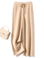 Adele Women’s Wide-Leg Knit Pants – Soft Loose Fit 100% Merino Wool Trousers for Autumn/Winter