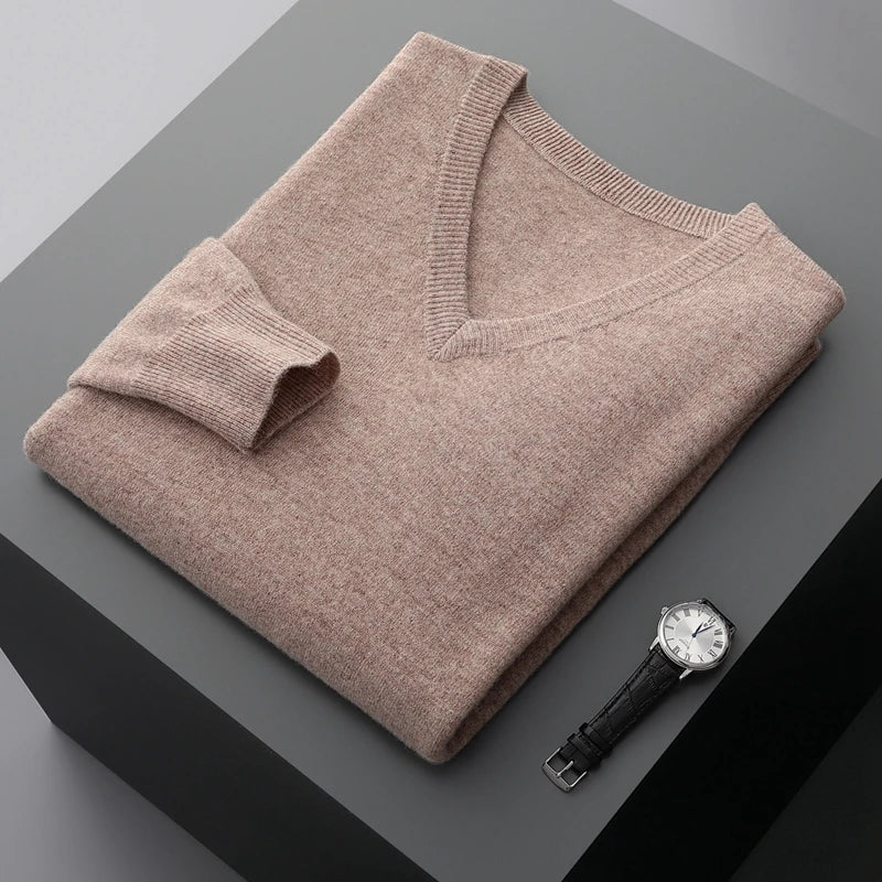 Marlow - 100% Wool - V-Neck Sweater – Classic Business Casual Knit for Autumn/Winter