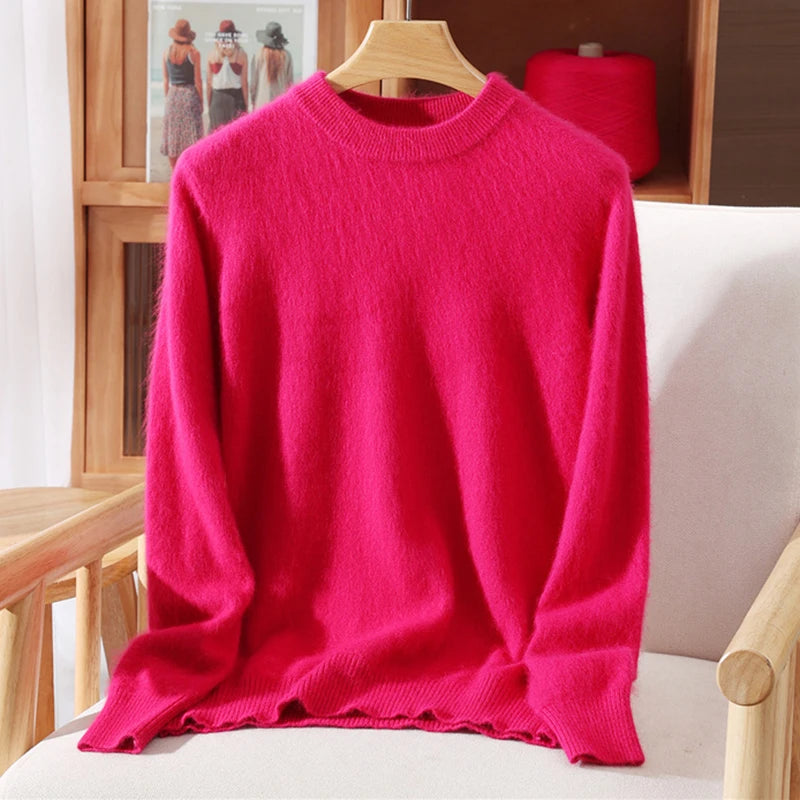 100% Mink Cashmere Sweater for Women – Soft, Warm & Lightweight O-Neck Pullover for Autumn/Winter