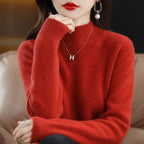 100% Cashmere Minimalist Half Turtleneck Knit Sweater – Soft Warm Basic Pullover for Autumn/Winter