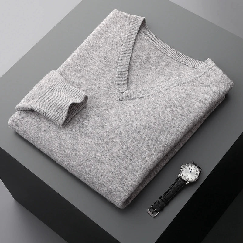 Marlow - 100% Wool - V-Neck Sweater – Classic Business Casual Knit for Autumn/Winter