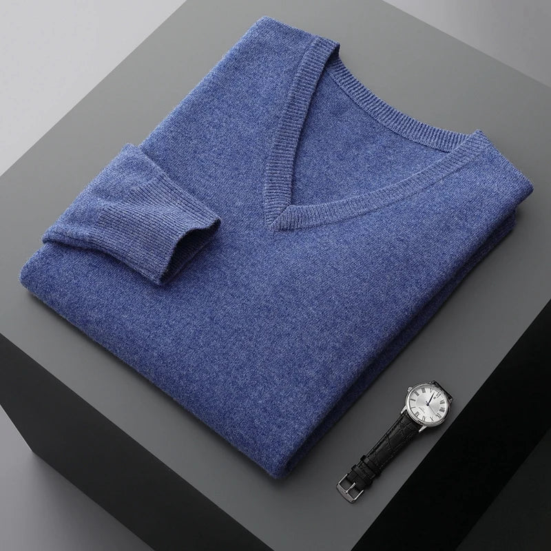 Marlow - 100% Wool - V-Neck Sweater – Classic Business Casual Knit for Autumn/Winter
