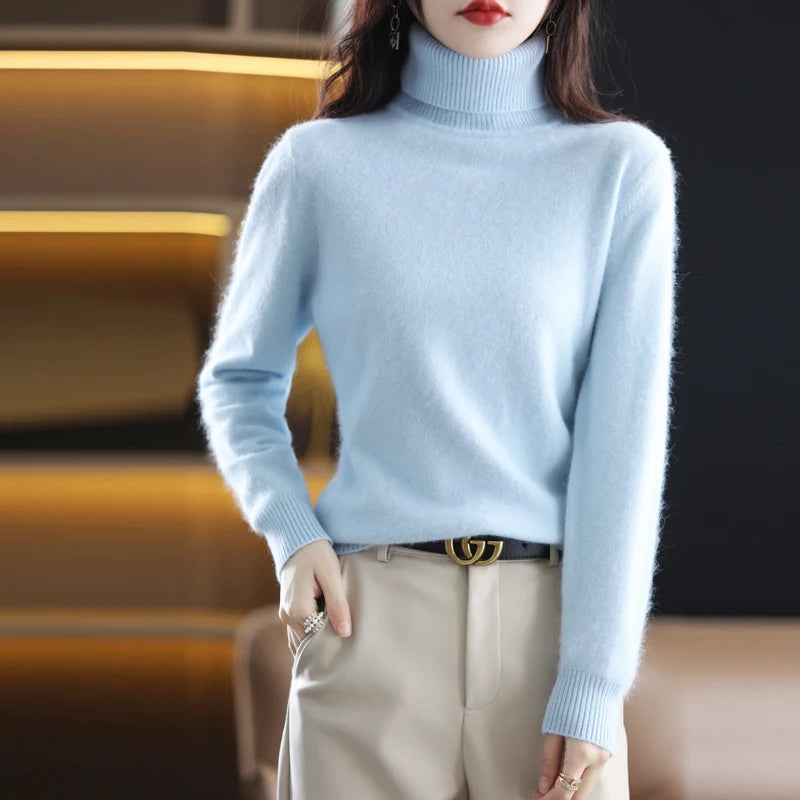 100% Cashmere - Luxury Turtleneck Plush Sweater – Soft Warm Winter Pullover for Effortless Everyday Style