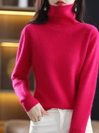 100% Mink Cashmere Turtleneck Sweater - Soft Slim Knit Pullover for Warm Elegant Autumn/Winter Style
