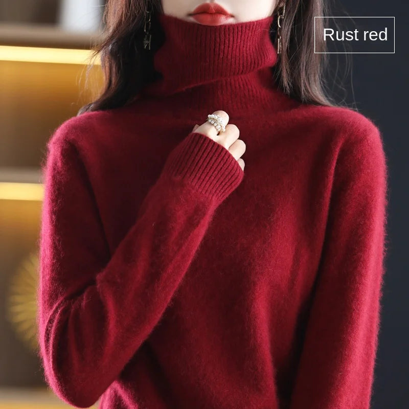 100% Cashmere - Luxury Turtleneck Plush Sweater – Soft Warm Winter Pullover for Effortless Everyday Style
