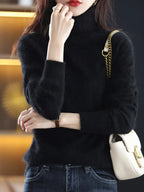 100% Mink Cashmere Turtleneck Sweater - Soft Slim Knit Pullover for Warm Elegant Autumn/Winter Style